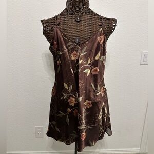🤎 Vintage Secret Treasures Floral Satin Chemise / Slip Dress